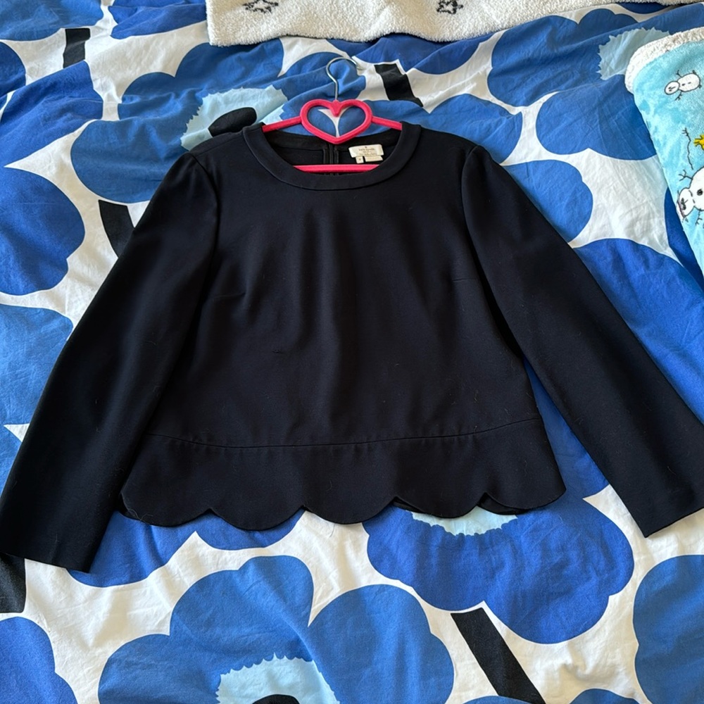 Kate Spade scallop long sleeve top